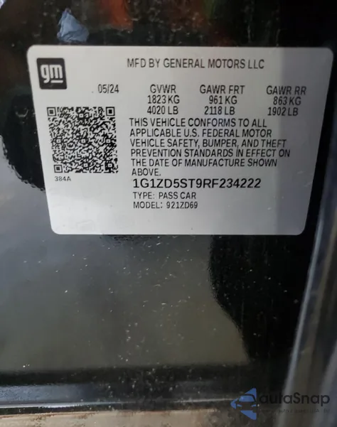 2024 Chevrolet Malibu Lt from USA, damaged, VIN 1G1ZD5ST9RF234222